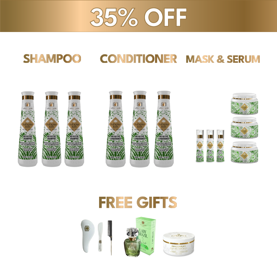 3x Home Hair Treatment Bundle (35% OFF): Shampoo, Conditioner, Mask & Serum