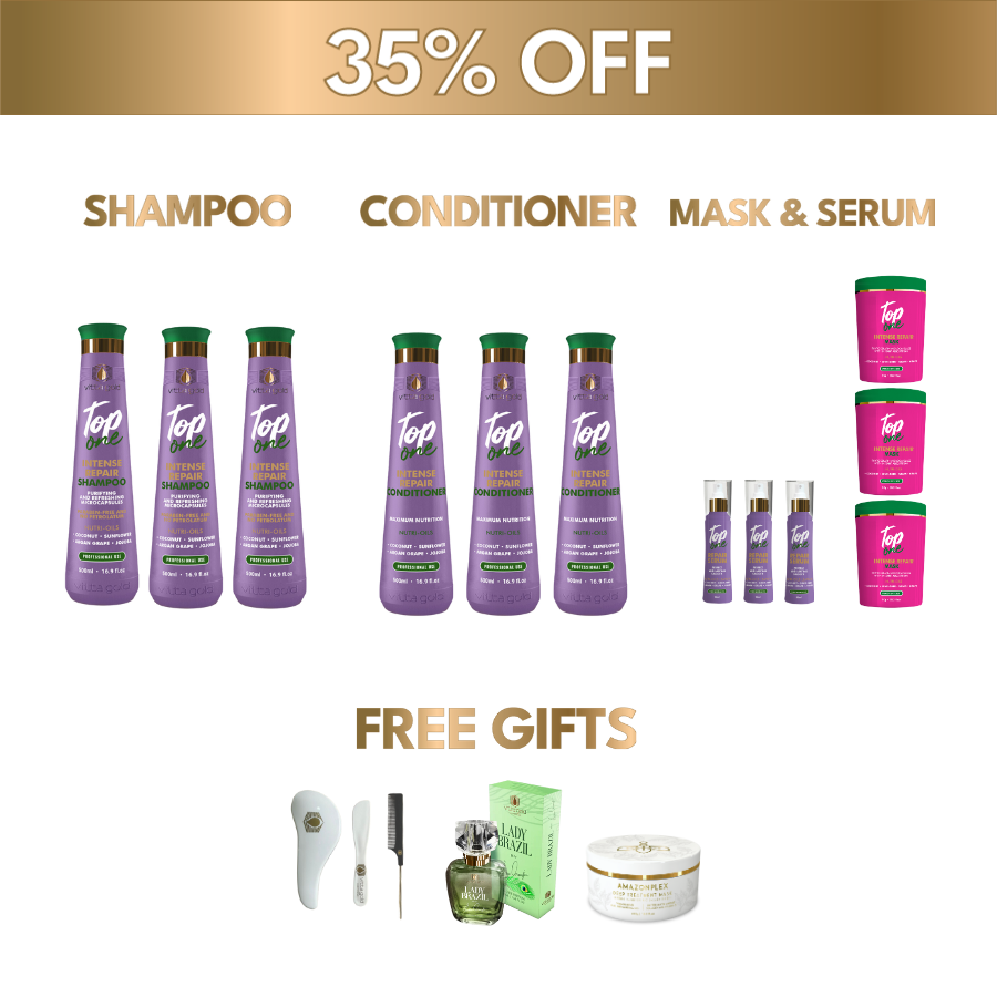 3x Home Hair Treatment Bundle (35% OFF): Shampoo, Conditioner, Mask & Serum